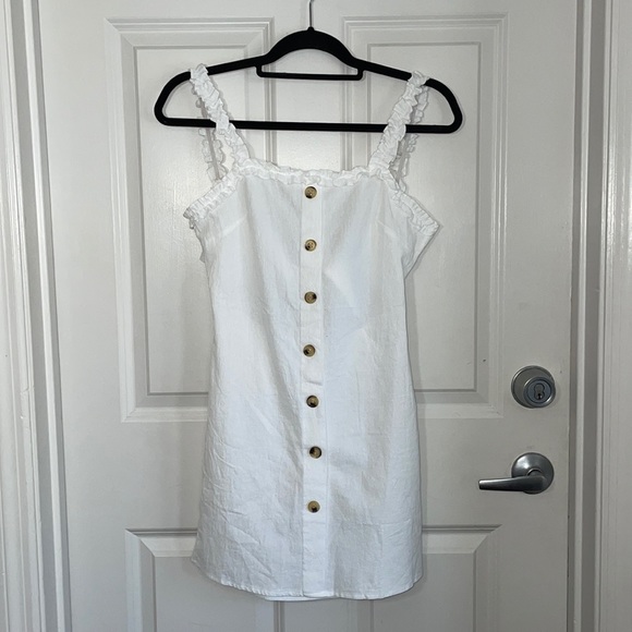Linen Open Back Dress White Size Medium - Picture 6 of 7